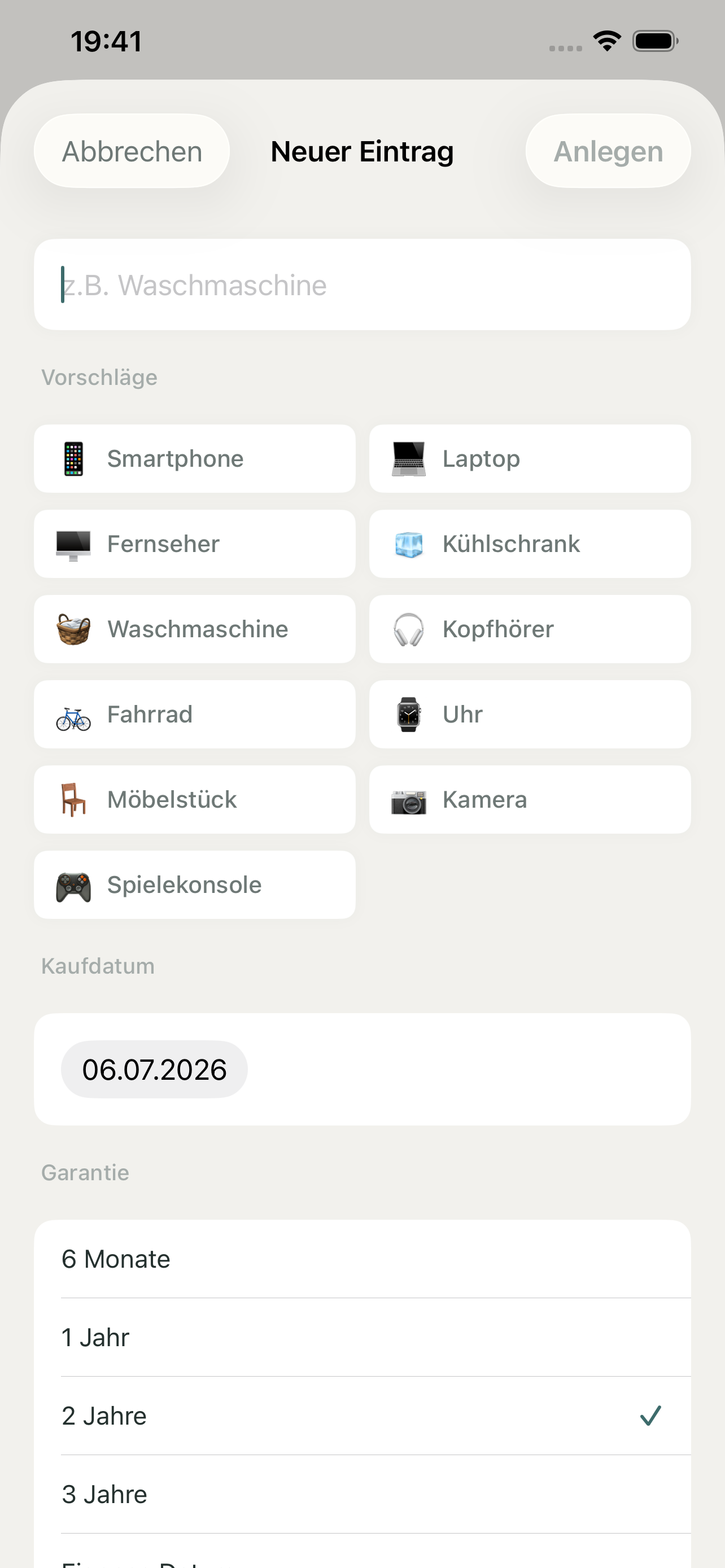 Belegkiste Neuer Eintrag – In Sekunden erfasst